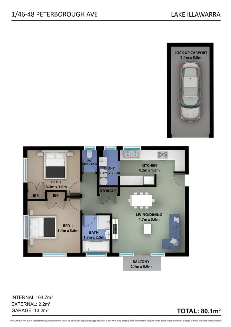 Floorplan of Homely unit listing, 1/46-48 Peterborough Avenue, Lake Illawarra NSW 2528
