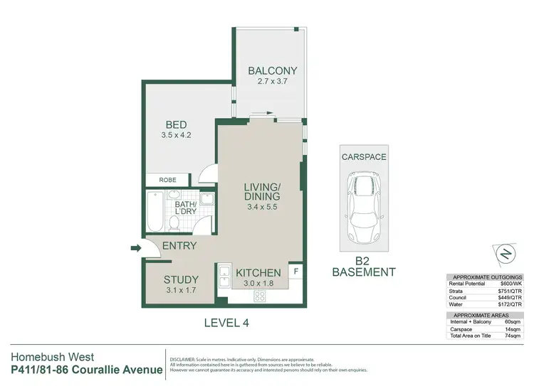 Floorplan of Homely apartment listing, P411/81-86 Courallie Avenue, Homebush West NSW 2140