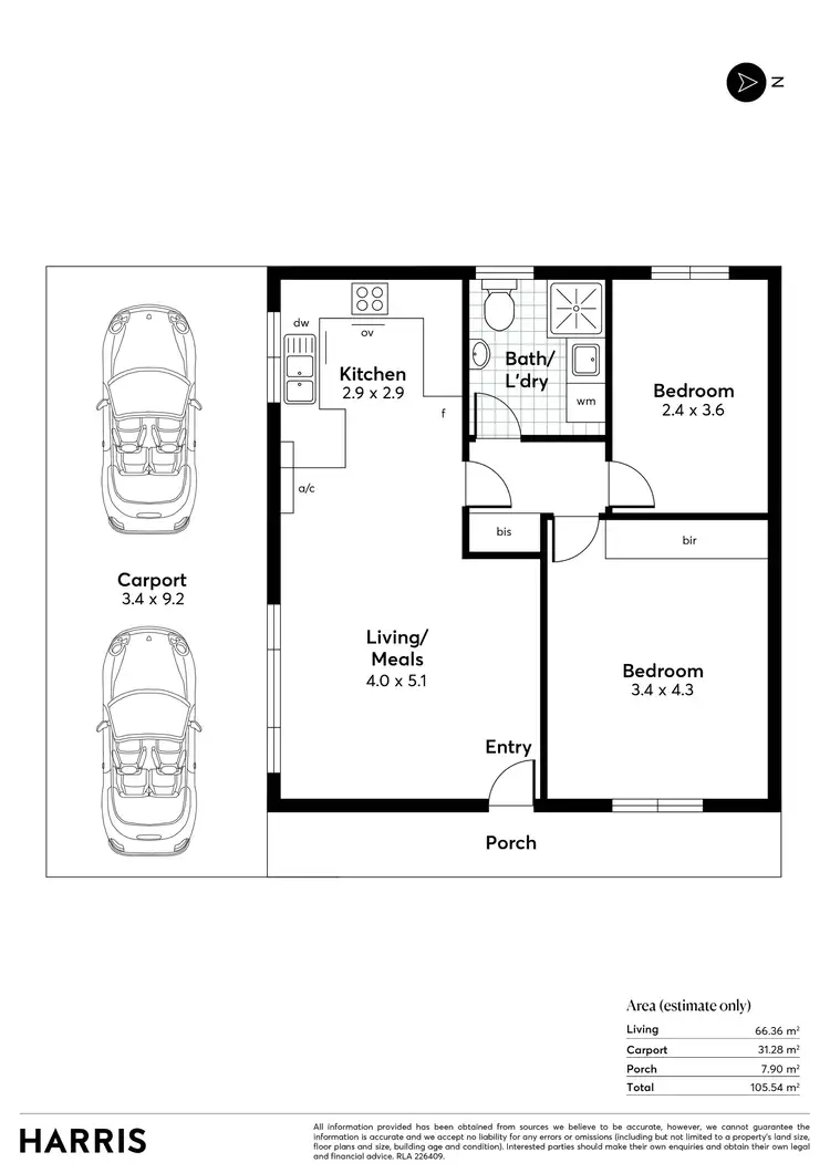 Floorplan of Homely unit listing, 3/337-339 Sir Donald Bradman Drive, Brooklyn Park SA 5032