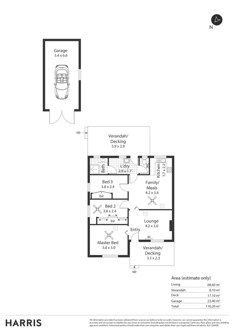 Floorplan of Homely semi-detached listing, 6 Tyler Street, Elizabeth East SA 5112