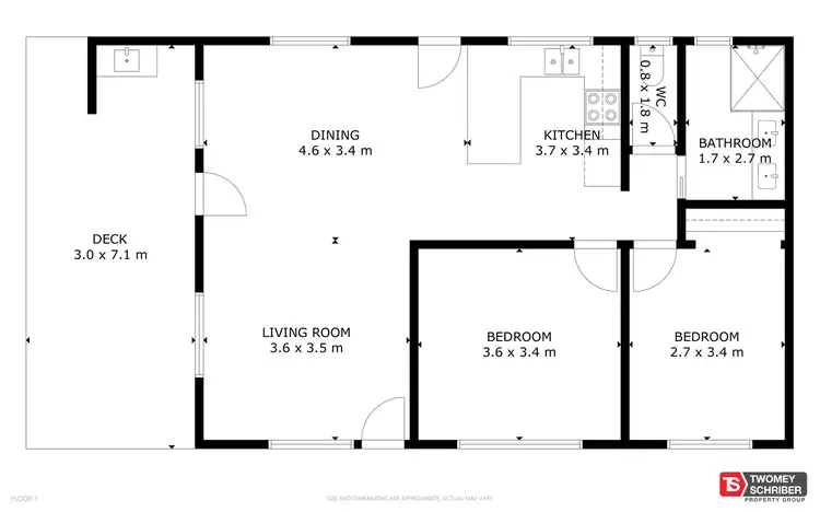 Floorplan of Homely semi-detached listing, 2/36 Clifton Road, Clifton Beach QLD 4879