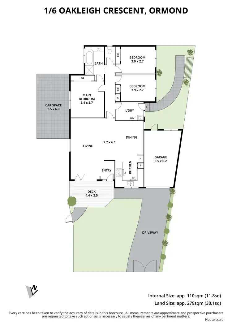 Floorplan of Homely villa listing, 1/6 Oakleigh Crescent, Ormond VIC 3204
