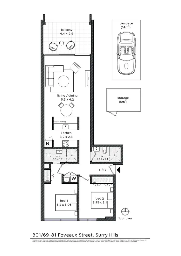 Floorplan of Homely apartment listing, 301/81 Foveaux Street, Surry Hills NSW 2010