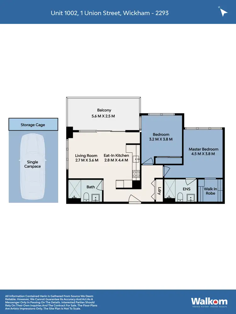 Floorplan of Homely apartment listing, 1002/1 Union Street, Wickham NSW 2293