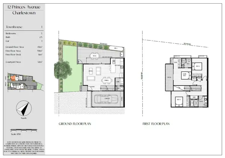 Floorplan of Homely townhouse listing, 1/12 Princes Avenue, Charlestown NSW 2290