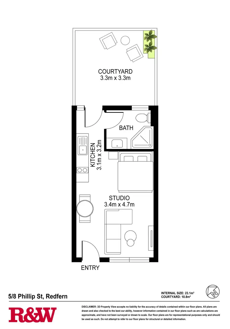 Floorplan of Homely studio listing, 5/8 Phillip Street, Redfern NSW 2016