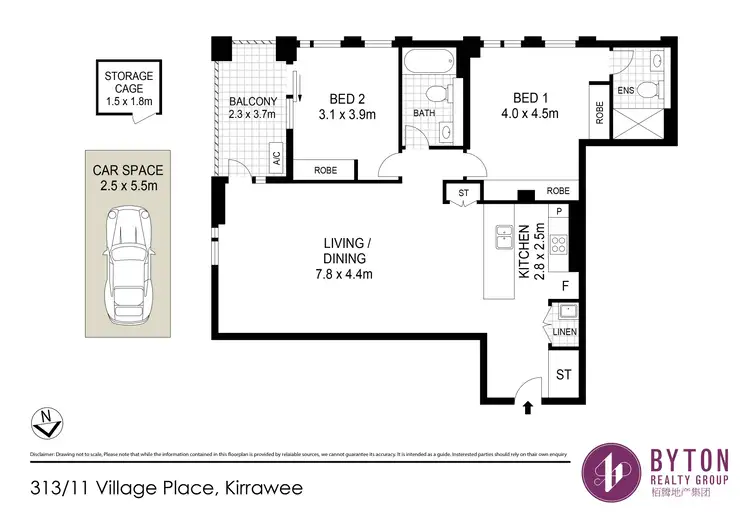 Floorplan of Homely apartment listing, 313/11 Village Place, Kirrawee NSW 2232