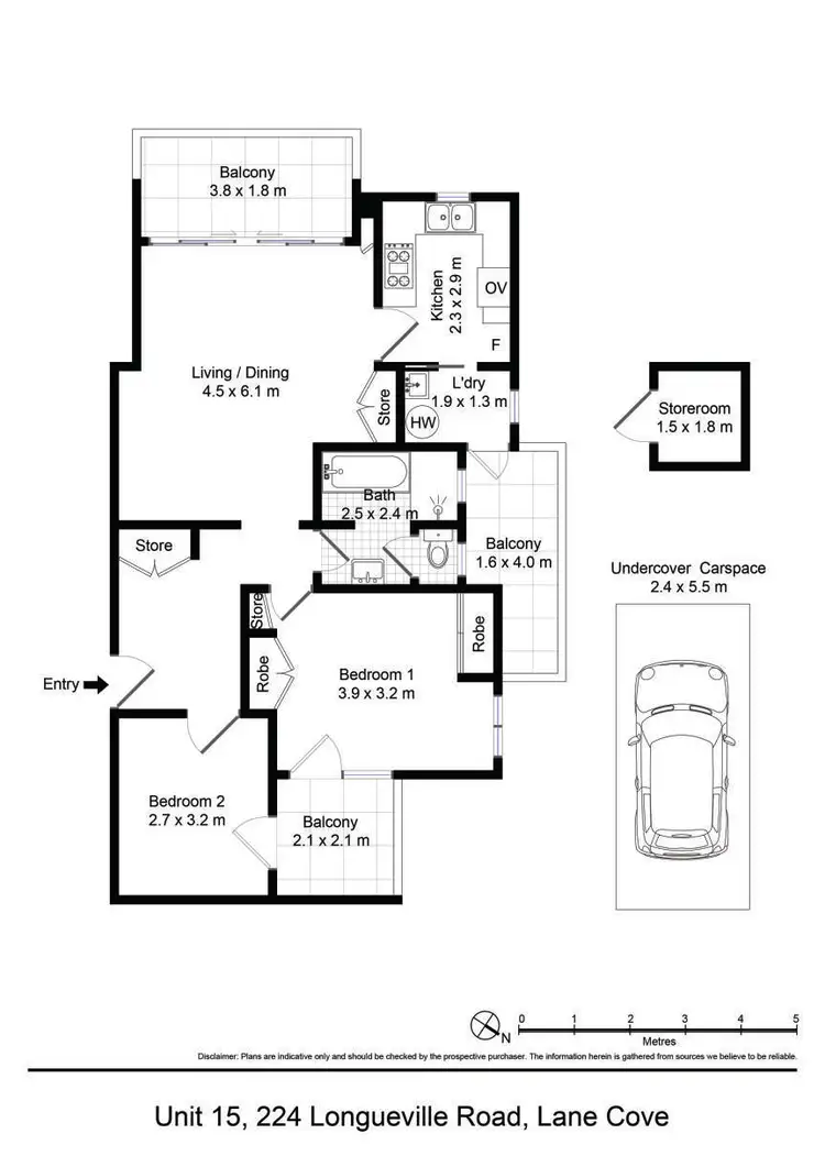 Floorplan of Homely apartment listing, Level 3/15/224 Longueville Road, Lane Cove NSW 2066