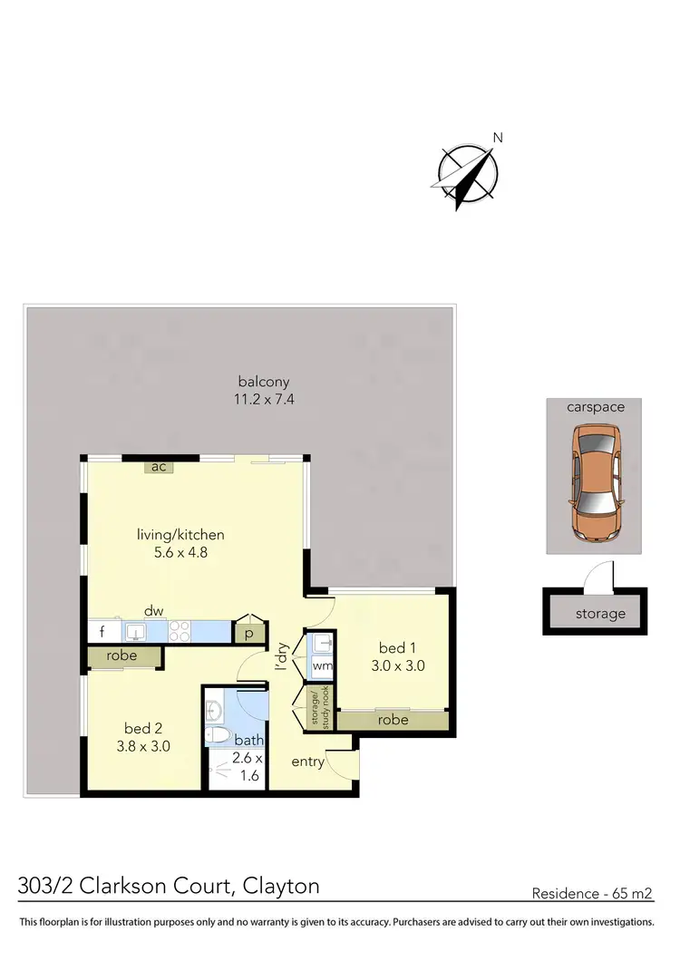 Floorplan of Homely apartment listing, 303/2 Clarkson Court, Clayton VIC 3168