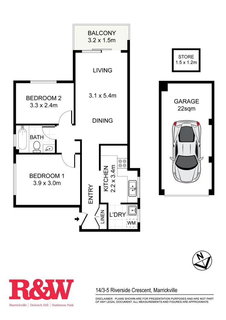 Floorplan of Homely apartment listing, 14/3-5 Riverside Crescent, Marrickville NSW 2204