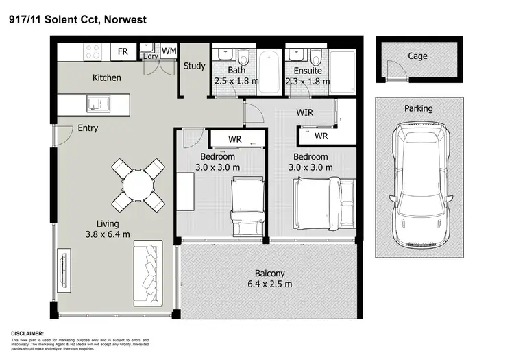 Floorplan of Homely apartment listing, 917/11 Solent Circuit, Norwest NSW 2153