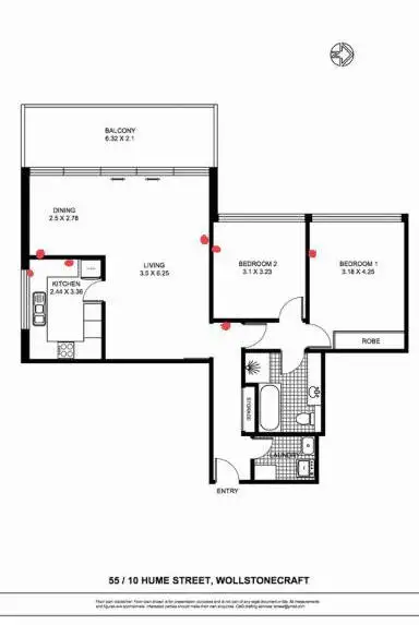 Floorplan of Homely apartment listing, 55/10-18 Hume Street, Wollstonecraft NSW 2065