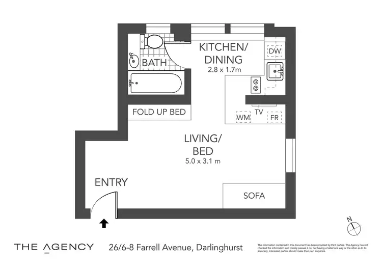 Floorplan of Homely studio listing, 26/6-8 Farrell Avenue, Darlinghurst NSW 2010