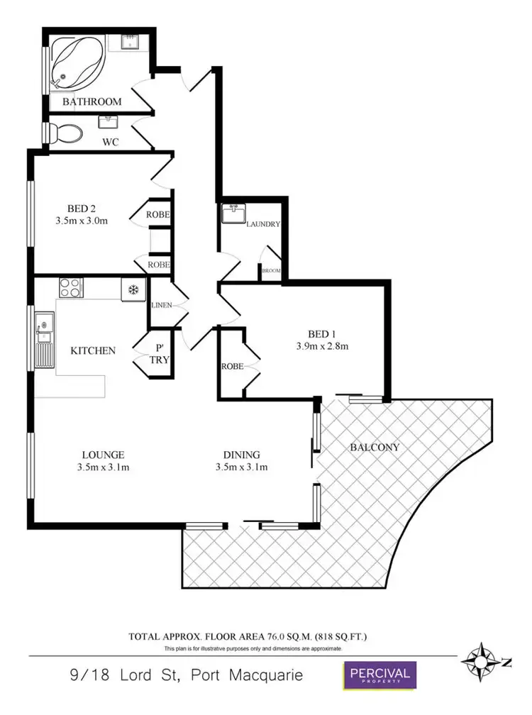 Floorplan of Homely unit listing, 9/18 Lord Street, Port Macquarie NSW 2444