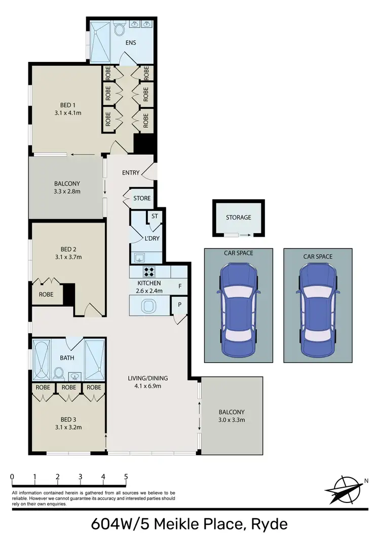 Floorplan of Homely apartment listing, 604W/5 Meikle Place, Ryde NSW 2112