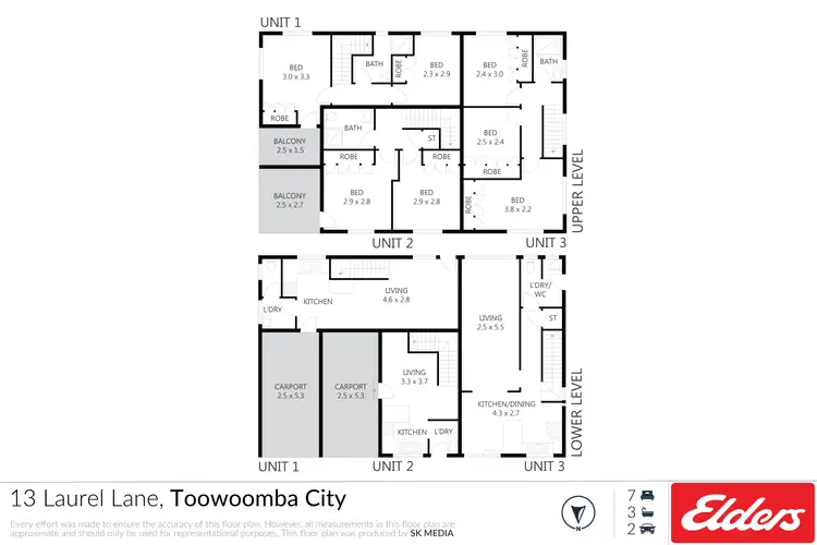 Floorplan of Homely block of units listing, 1-3/13 Laurel Lane, Toowoomba City QLD 4350