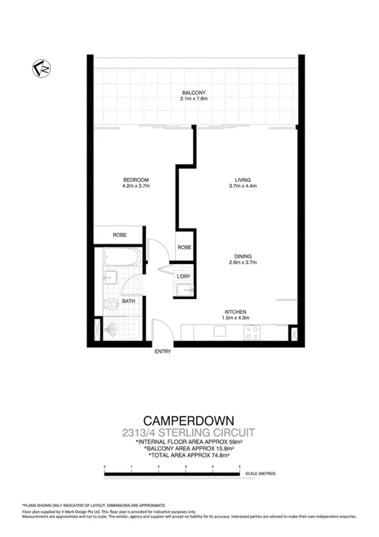 Floorplan of Homely apartment listing, 2313/4 Sterling Circuit, Camperdown NSW 2050
