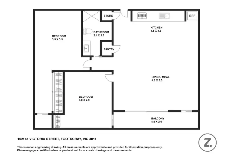 Floorplan of Homely apartment listing, 102/41 Victoria Street, Footscray VIC 3011
