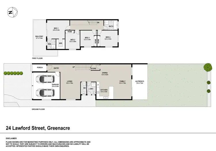 Floorplan of Homely semi-detached listing, 24 Lawford Street, Greenacre NSW 2190