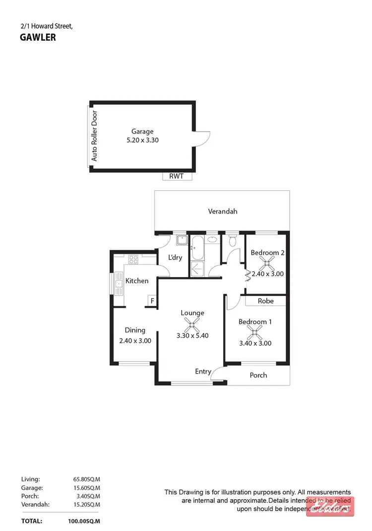 Floorplan of Homely unit listing, 2/1 Howard Street, Gawler SA 5118
