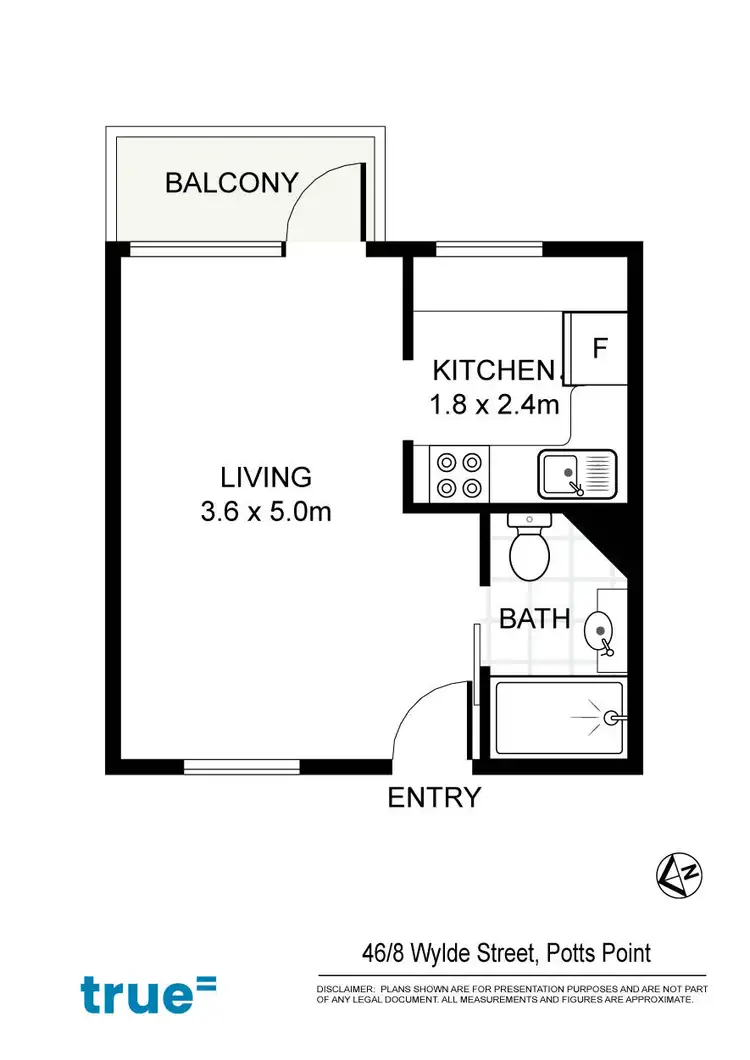 Floorplan of Homely studio listing, 46/8 Wylde Street, Potts Point NSW 2011