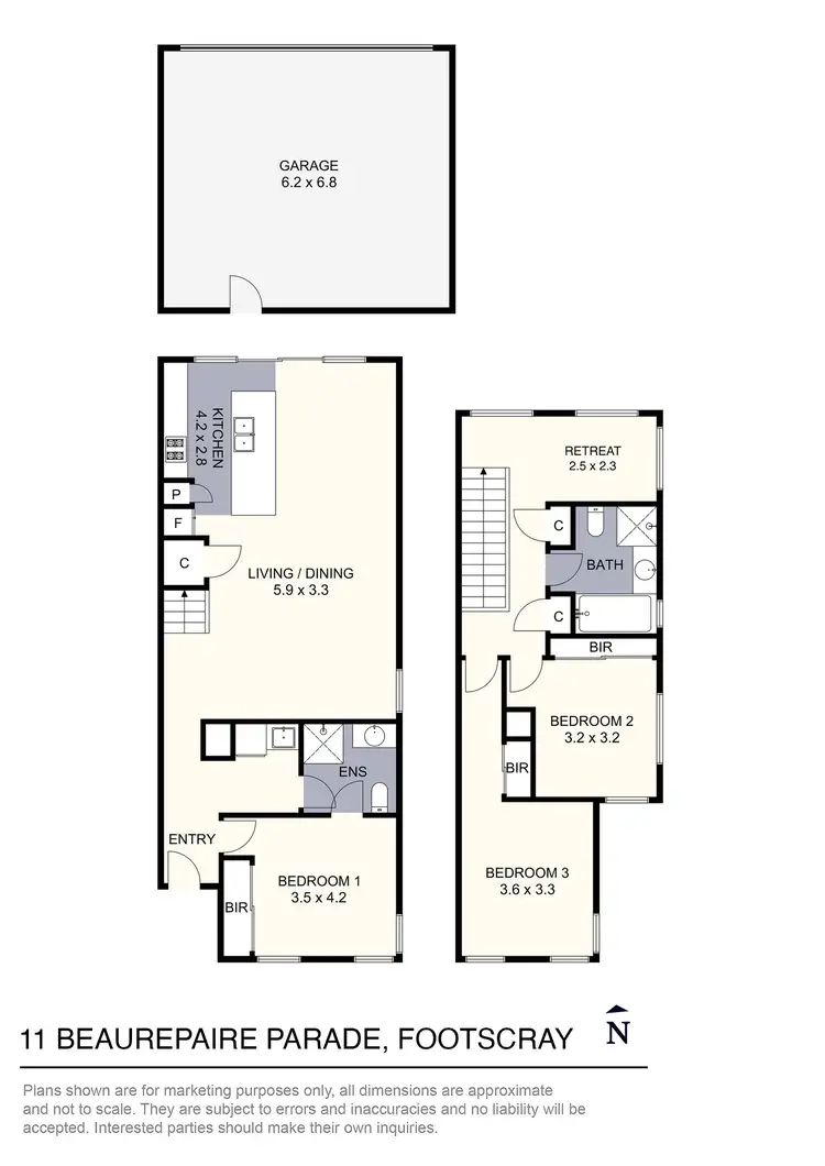Floorplan of Homely townhouse listing, 11 Beaurepaire Parade, Footscray VIC 3011