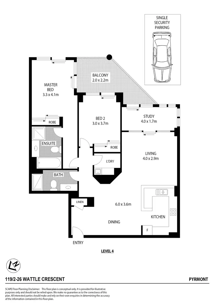 Floorplan of Homely apartment listing, 119/2-26 Wattle Crescent, Pyrmont NSW 2009