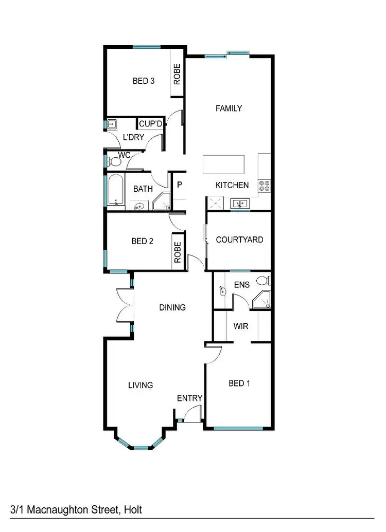 Floorplan of Homely townhouse listing, 3/1 MacNaughton Street, Holt ACT 2615