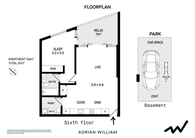 Floorplan of Homely apartment listing, F604/7 Hunter Street, Waterloo NSW 2017