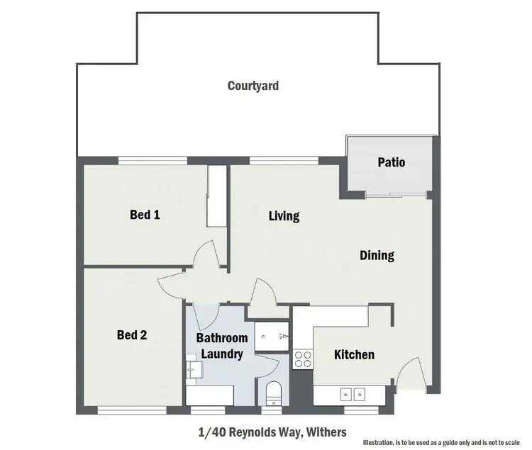 Floorplan of Homely unit listing, 1/40 Reynolds Way, Withers WA 6230