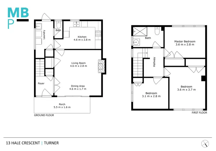 Floorplan of Homely semi-detached listing, 13 Hale Crescent, Turner ACT 2612
