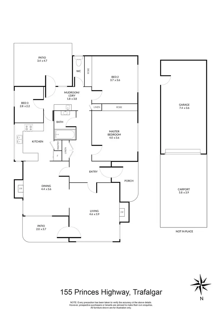 Floorplan of Homely house listing, 155 Princes Highway, Trafalgar VIC 3824