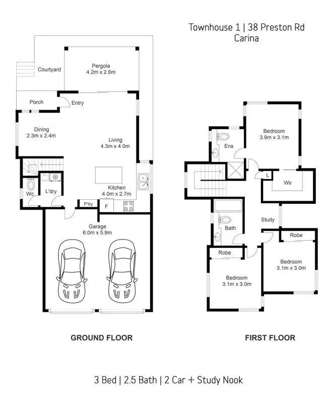 Floorplan of Homely townhouse listing, 1/38 Preston Road, Carina QLD 4152