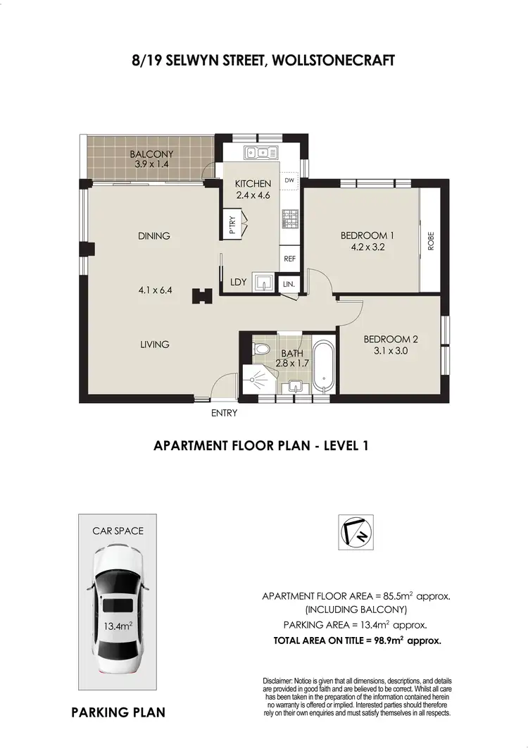 Floorplan of Homely unit listing, 8/19 Selwyn Street, Wollstonecraft NSW 2065