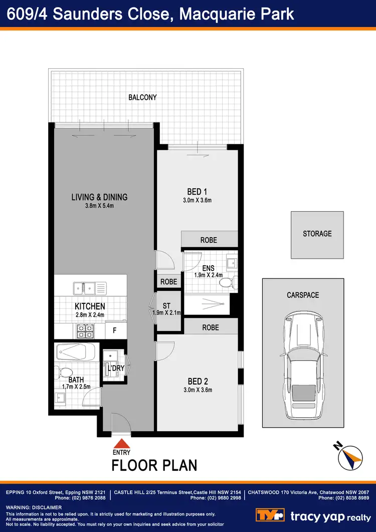 Floorplan of Homely apartment listing, 609/4 Saunders Close (rear of the building), Macquarie Park NSW 2113