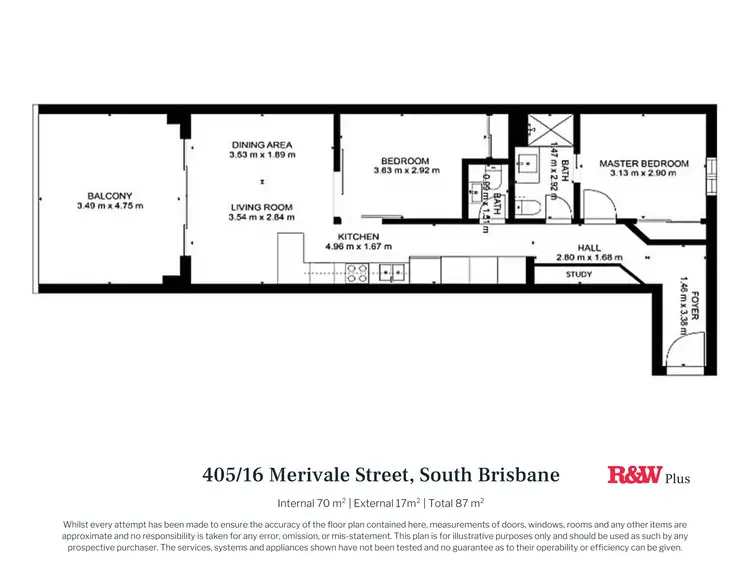 Floorplan of Homely apartment listing, 405/16 Merivale Street, South Brisbane QLD 4101