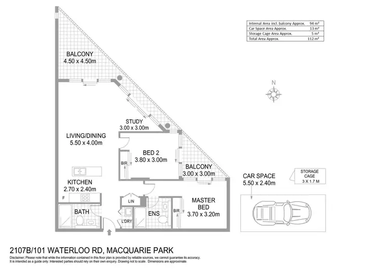 Floorplan of Homely apartment listing, 2107B/101 Waterloo Road, Macquarie Park NSW 2113