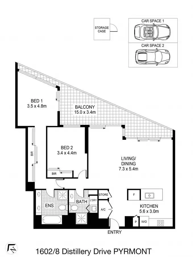 Floorplan of Homely apartment listing, 1602/8 Distillery Drive, Pyrmont NSW 2009
