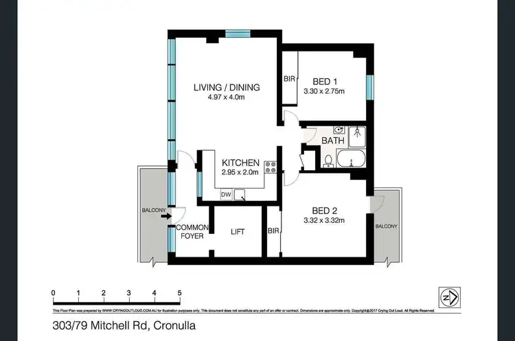 Floorplan of Homely apartment listing, 303/79 Mitchell Road, Cronulla NSW 2230