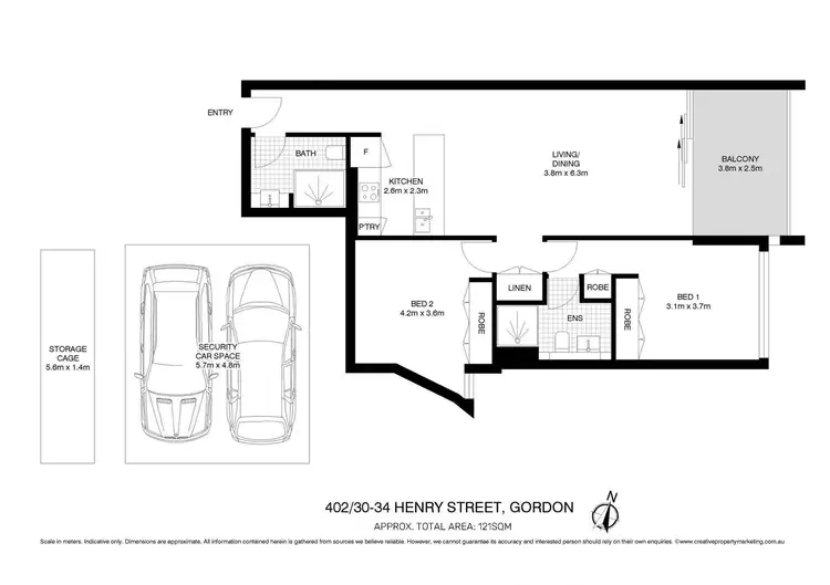 Floorplan of Homely apartment listing, 402/30-34 Henry Street, Gordon NSW 2072