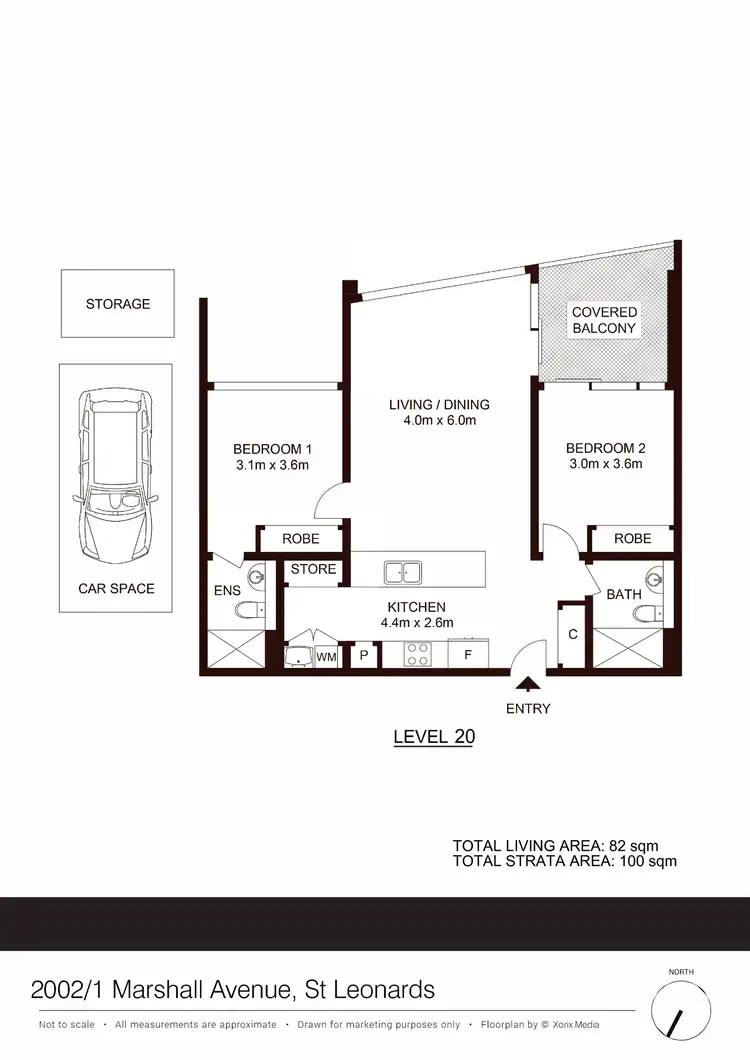Floorplan of Homely apartment listing, 2002/1 Marshall Avenue, St Leonards NSW 2065