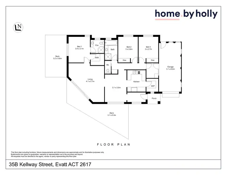 Floorplan of Homely semi-detached listing, 35b Kellway Street, Evatt ACT 2617