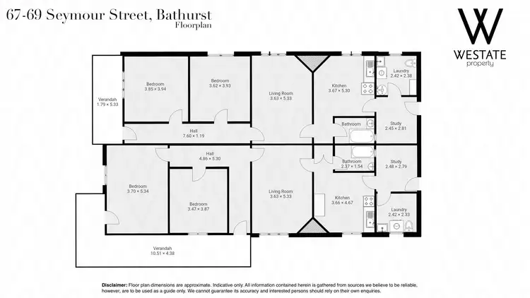 Floorplan of Homely semi-detached listing, 67-69 Seymour Street, Bathurst NSW 2795