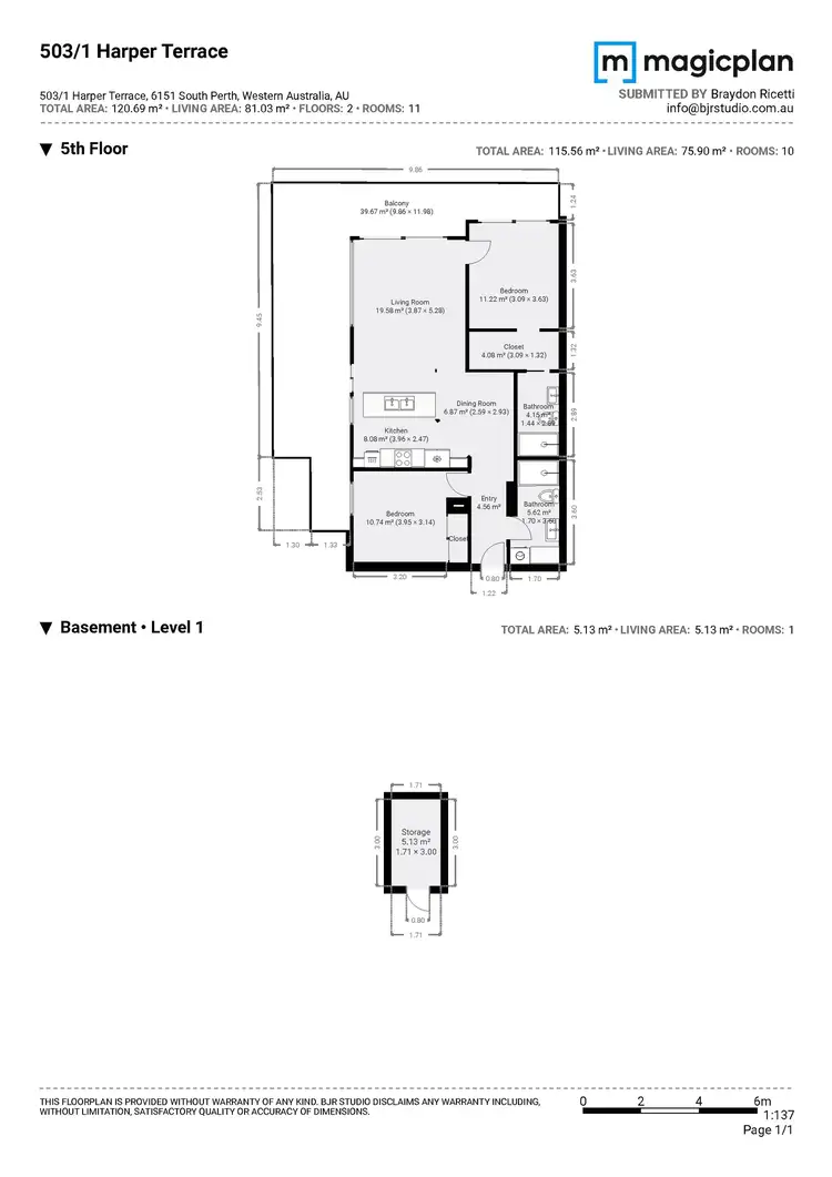Floorplan of Homely apartment listing, Level 5/503/1 Harper Terrace, South Perth WA 6151