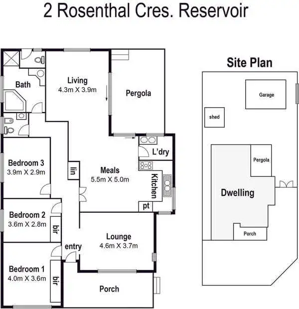 Floorplan of Homely house listing, 2 Rosenthal Crescent, Reservoir VIC 3073