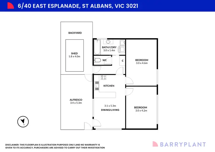 Floorplan of Homely unit listing, 6/40 East Esplanade, St Albans VIC 3021