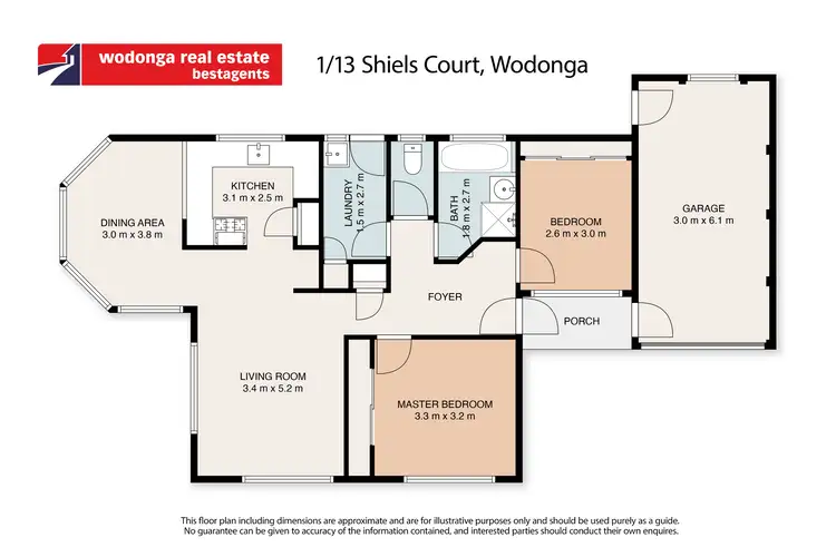 Floorplan of Homely unit listing, 1/13 Shiels Court, Wodonga VIC 3690