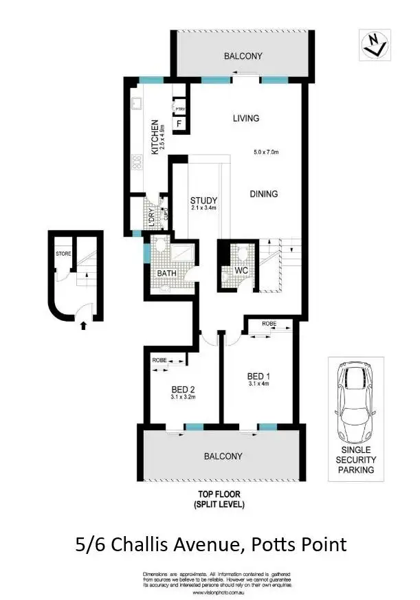 Floorplan of Homely apartment listing, 5/6 Challis Avenue, Potts Point NSW 2011