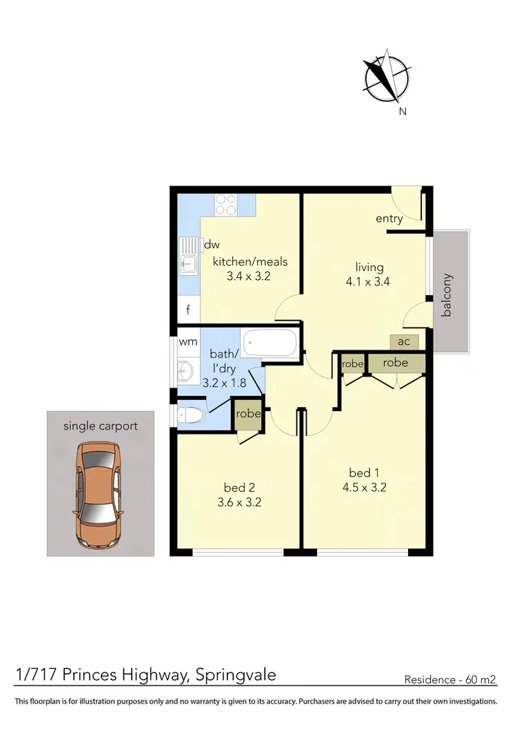 Floorplan of Homely apartment listing, 1/717 Princes Highway, Springvale VIC 3171