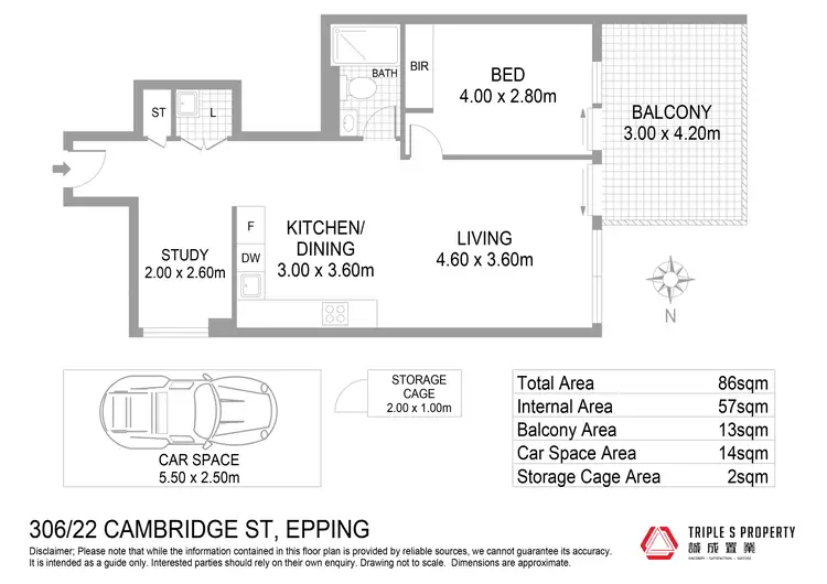 Floorplan of Homely apartment listing, 306/22 Cambridge Street, Epping NSW 2121